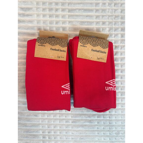 Bundle of 2 Red  Umbro Soccer Socks  Umbro Football Mens Club Socks Size 8-10 - Picture 1 of 7
